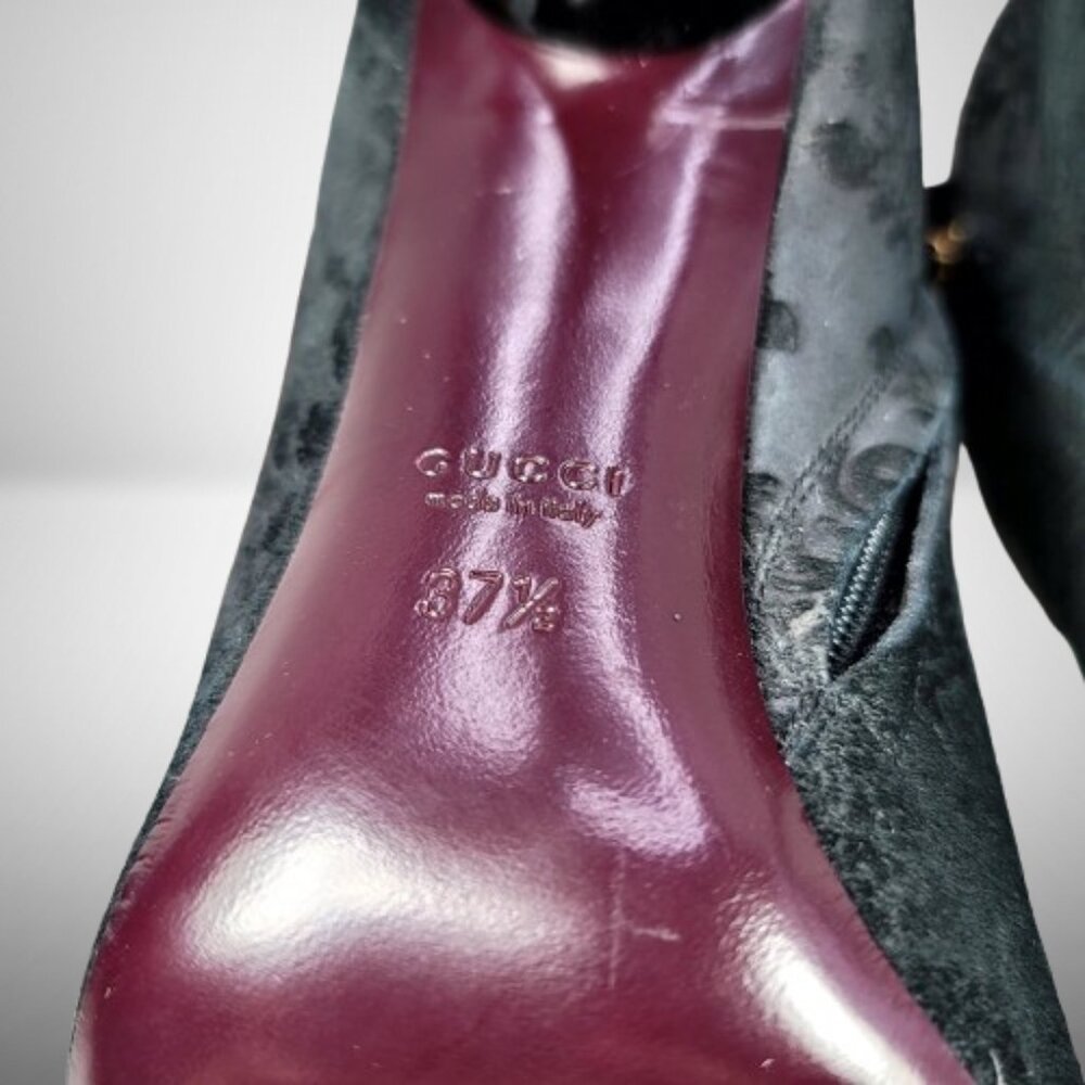 Gucci Black Embossed Suede Ankle Boots - Size 37.5 - Picture 10 of 13